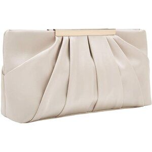⚡ Women's Elegant Evening Pleated Satin Simple Classy Formal Cream Clutch Bag